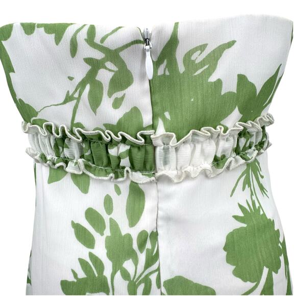 David's Bridal Strapless Floral Bubble Hem Dress Size 6 Empire Waist Babydoll - Picture 4 of 9